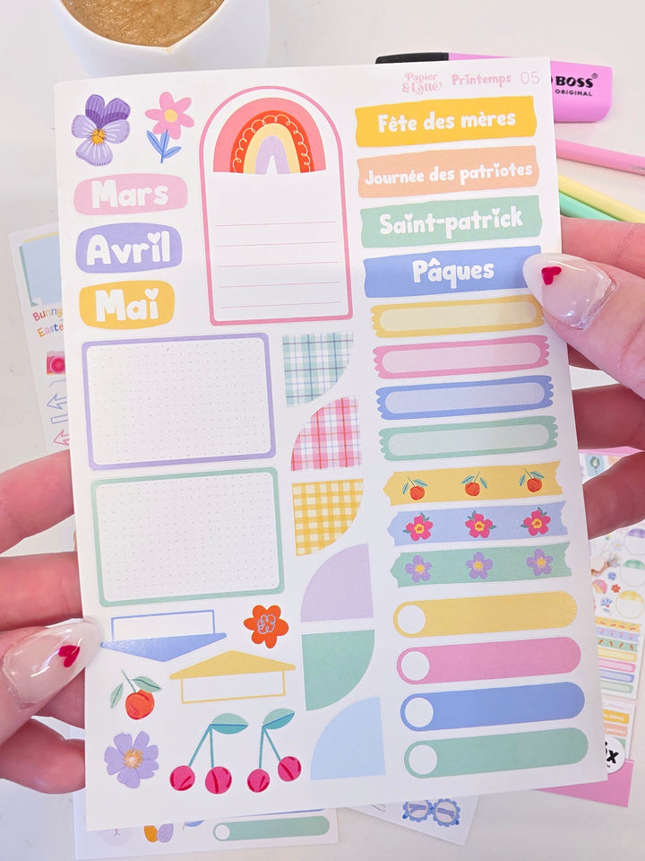 Ensemble de 5 feuilles d’autocollants - Printemps