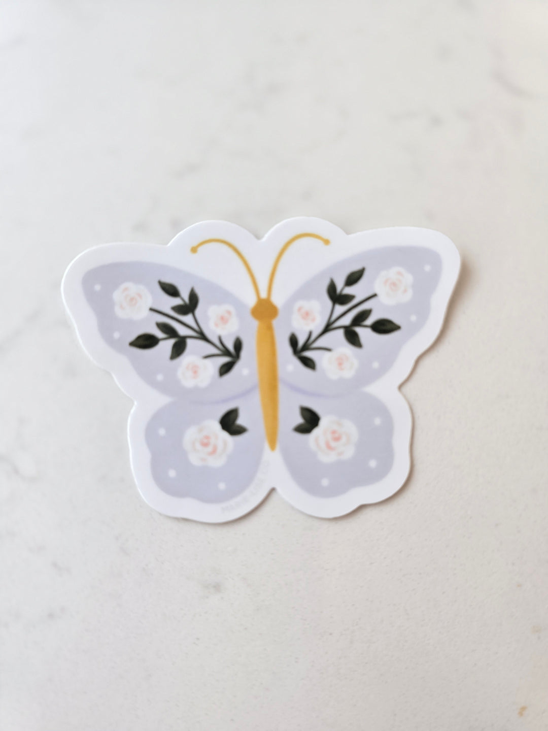 Papillon Fleuri - Autocollant découpé - Illustré par Marie-Lise