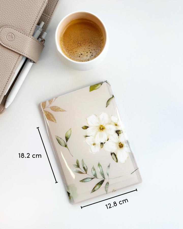 Petite chemise - Rangement d'autocollants - B6 - Jardin floral taupe