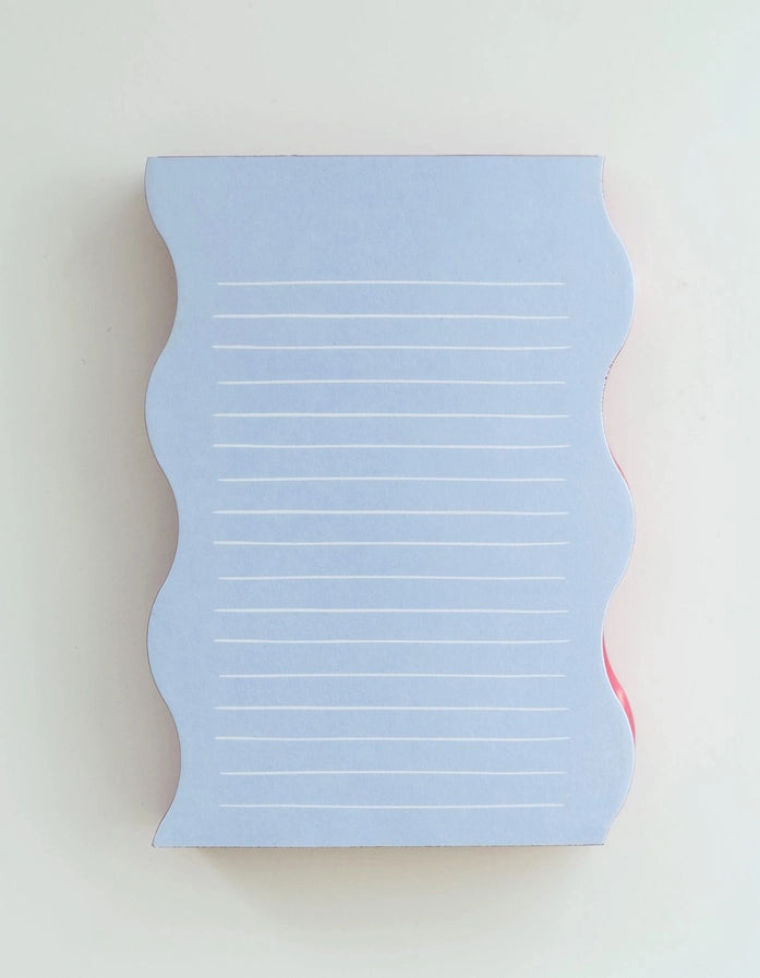 Bloc-notes à bord ondulé – Contour bleu et canneberge