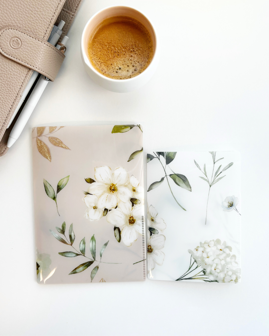 Mini chemise - Rangement d'autocollants - A6 - Jardin floral blanc