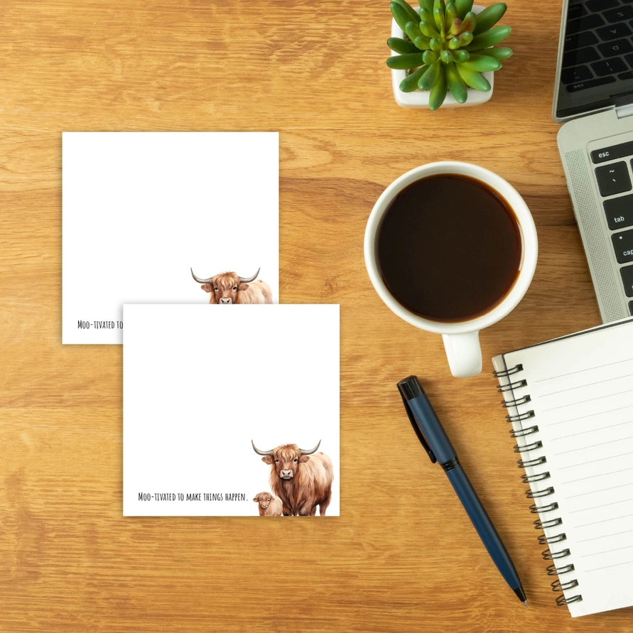 Bloc-notes autocollants - Post-it - Vache des Highlands Moo-tivée
