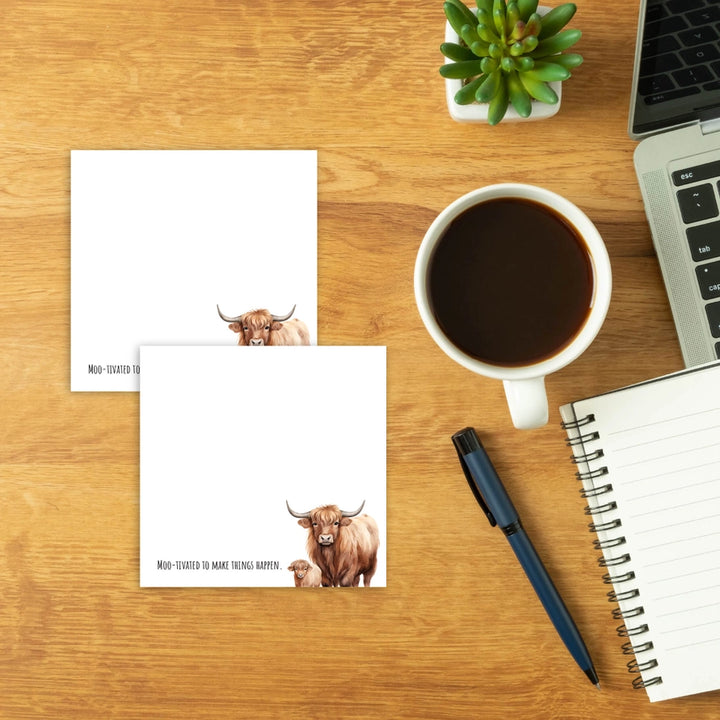 Bloc-notes autocollants - Post-it - Vache des Highlands Moo-tivée
