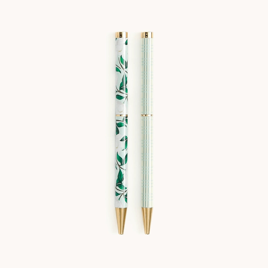 Ensemble de stylos - Motif pistache et Fleurs de la savane