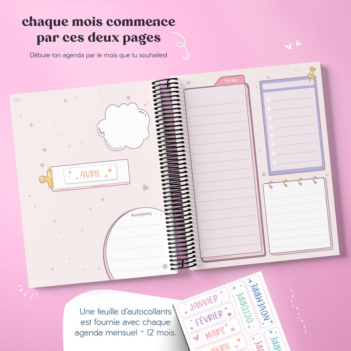 Agenda mensuel - Kawaii