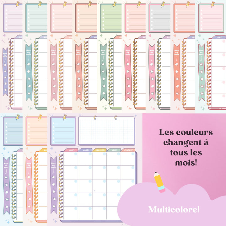 Agenda mensuel - Kawaii