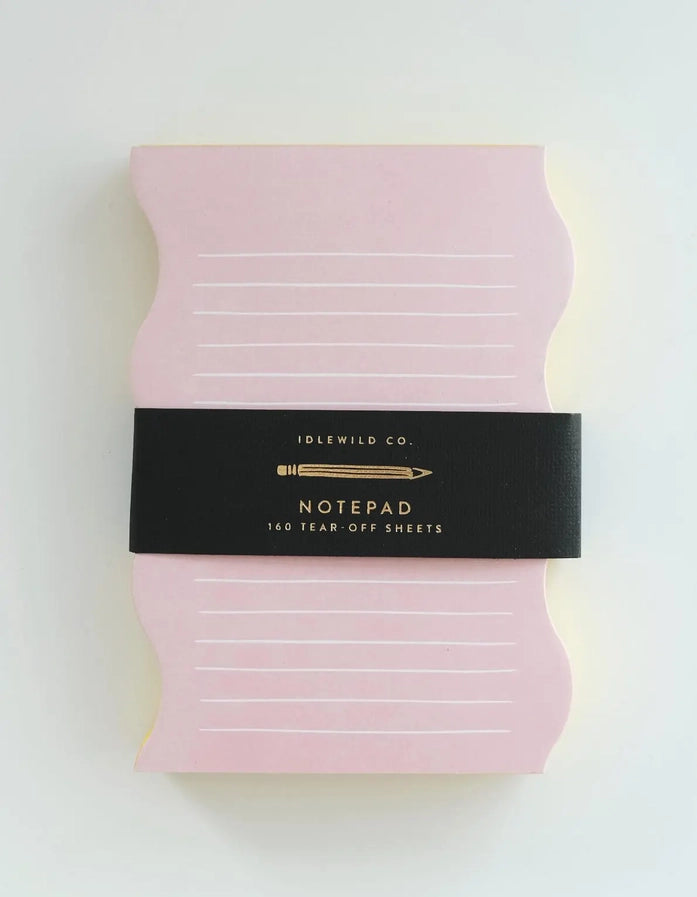 Bloc-notes à bord ondulé – Rose et contour jaune