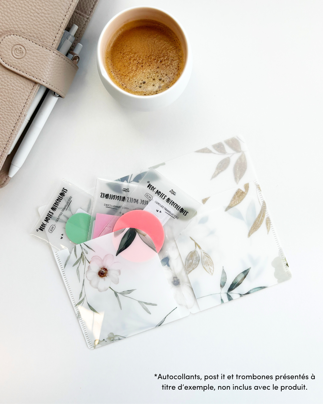 Mini chemise - Rangement d'autocollants - A6 - Jardin floral blanc