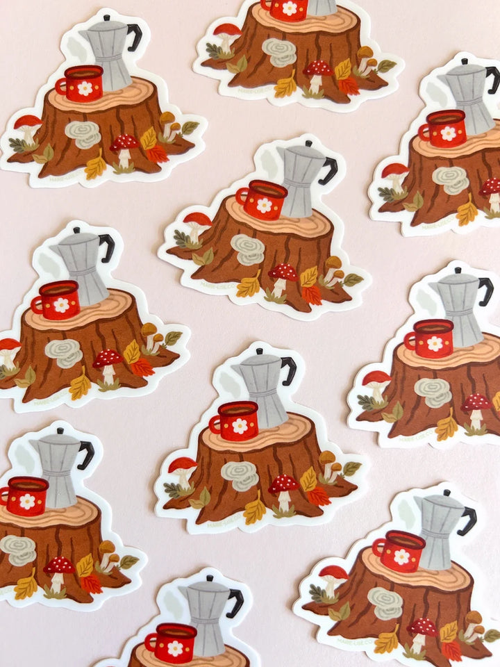Café en forêt - Autocollant découpé - Illustré par Marie-Lise