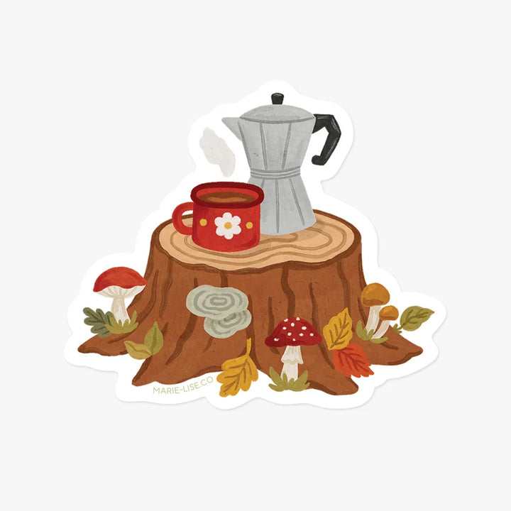 Café en forêt - Autocollant découpé - Illustré par Marie-Lise