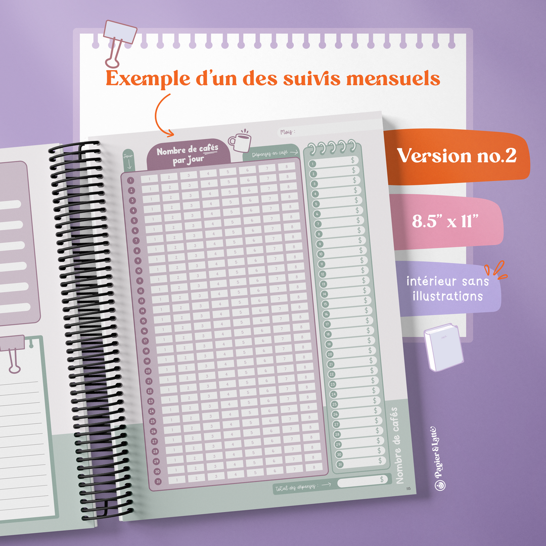 Cahier de suivis personnels - Grand format sans illustration - 04 - Café