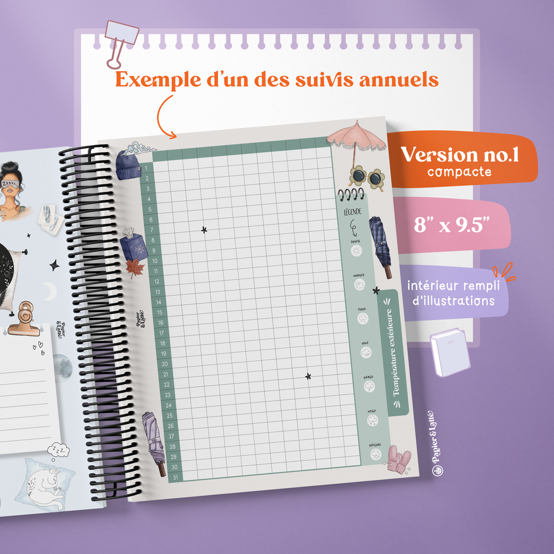 Cahier de suivis personnels - Format compact avec illustration - F - Bouquet Printanier