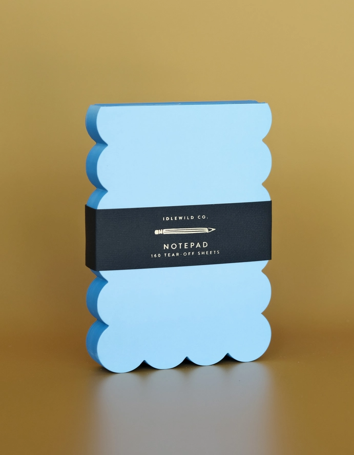 Bloc-notes à bord ondulé – Aqua + Bord bleu