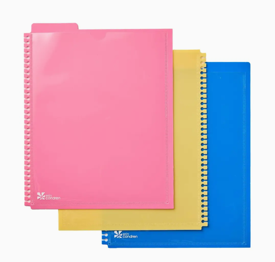 Ensemble de 3 séparateurs à insérer avec pochettes - 8,5"x11" - Couleurs vives