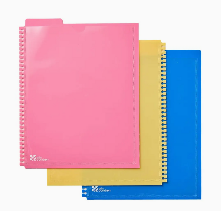 Ensemble de 3 séparateurs à insérer avec pochettes - 8,5"x11" - Couleurs vives