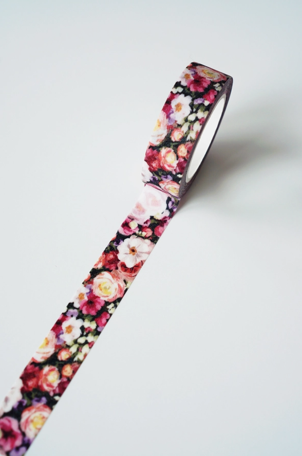 Ruban Washi Tape - Floral à paillettes de jardin