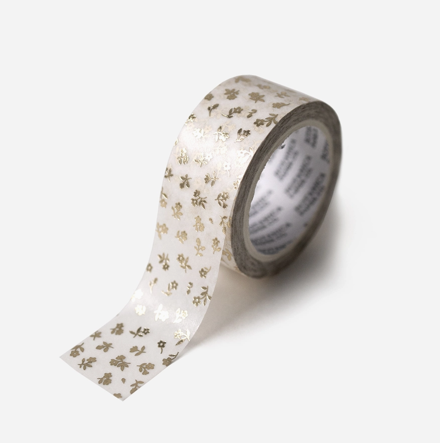 Ruban Washi Tape - Gold petite flora