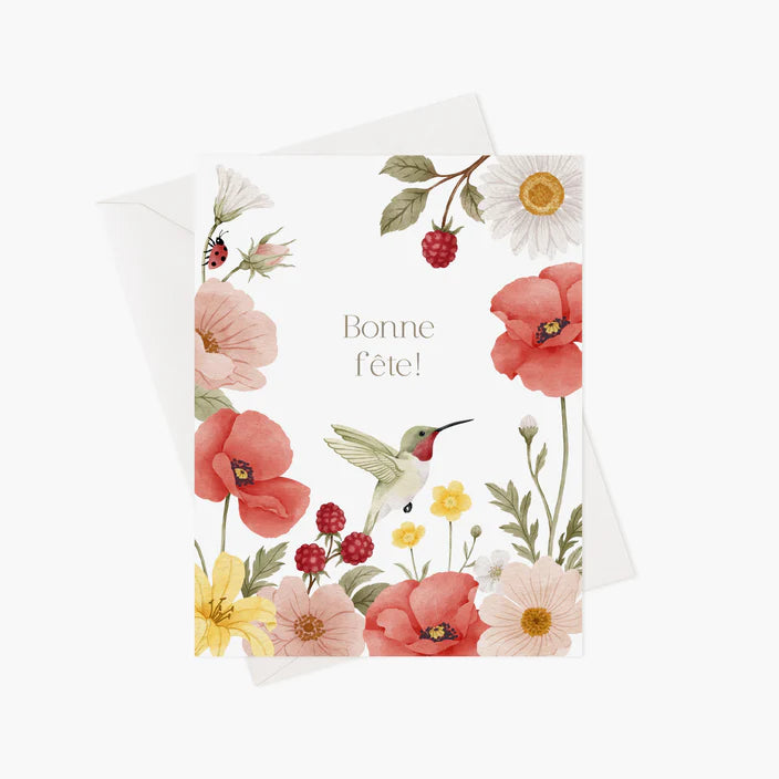 Colibri - Carte de souhaits - illustrée par Marie-Lise (enveloppe incluse)