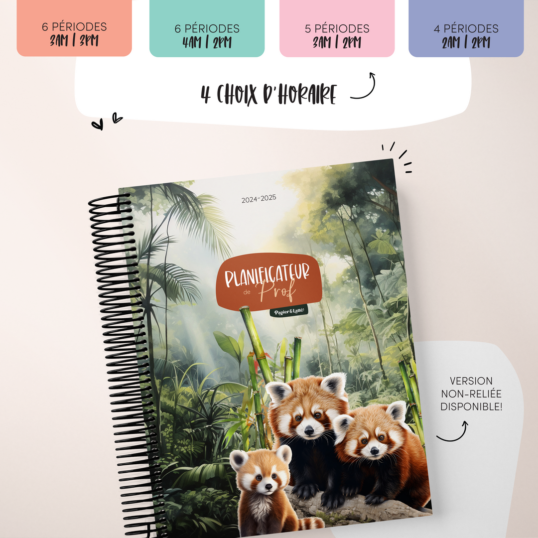 * Précommande * Planificateur pour enseignant 2024-2025 - Pandas roux