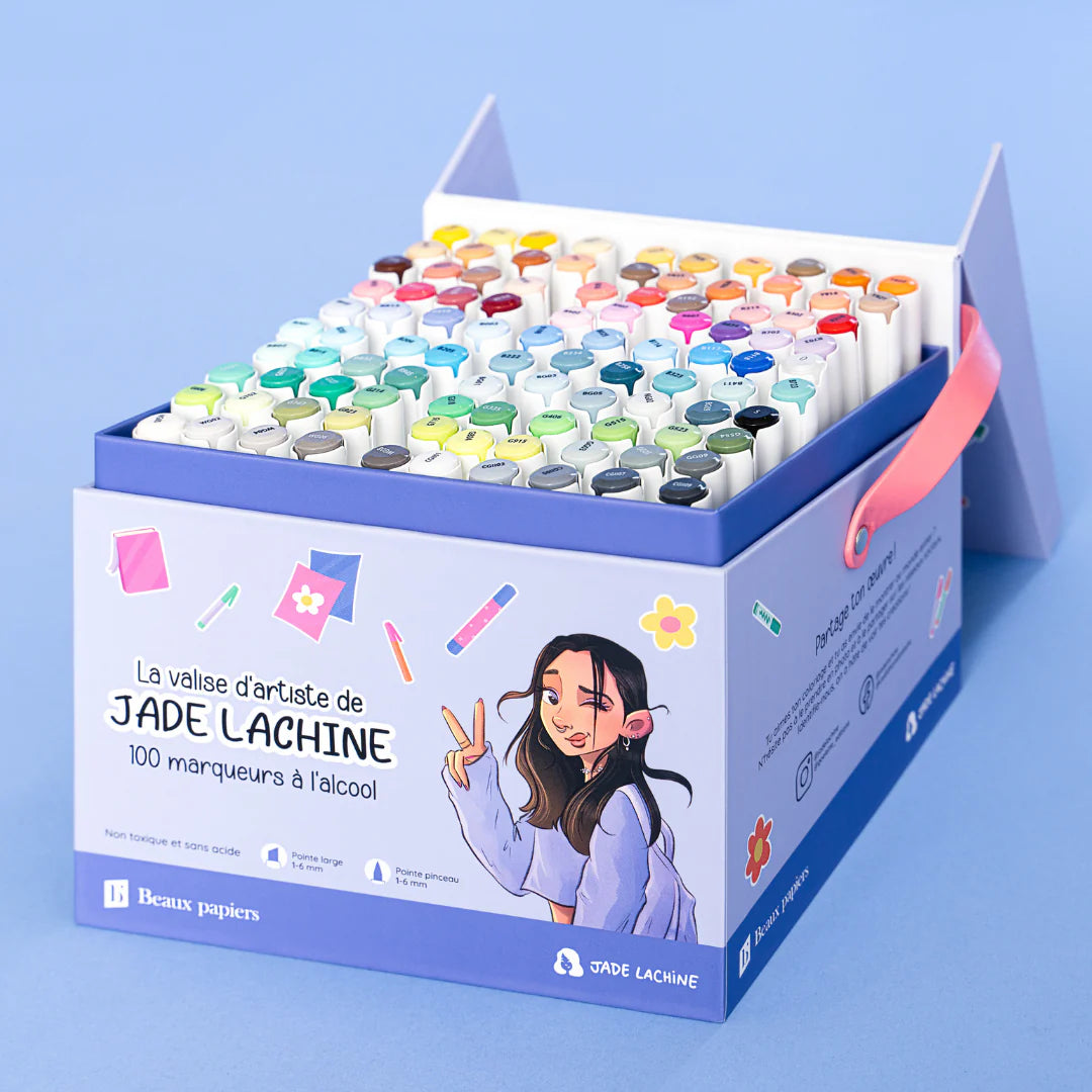 ensemble de 100 marqueurs à alcool Jade Lachine pour dessin et illustration professionnelle