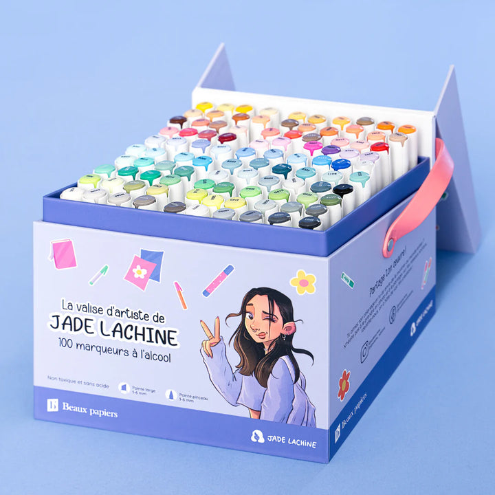 ensemble de 100 marqueurs à alcool Jade Lachine pour dessin et illustration professionnelle