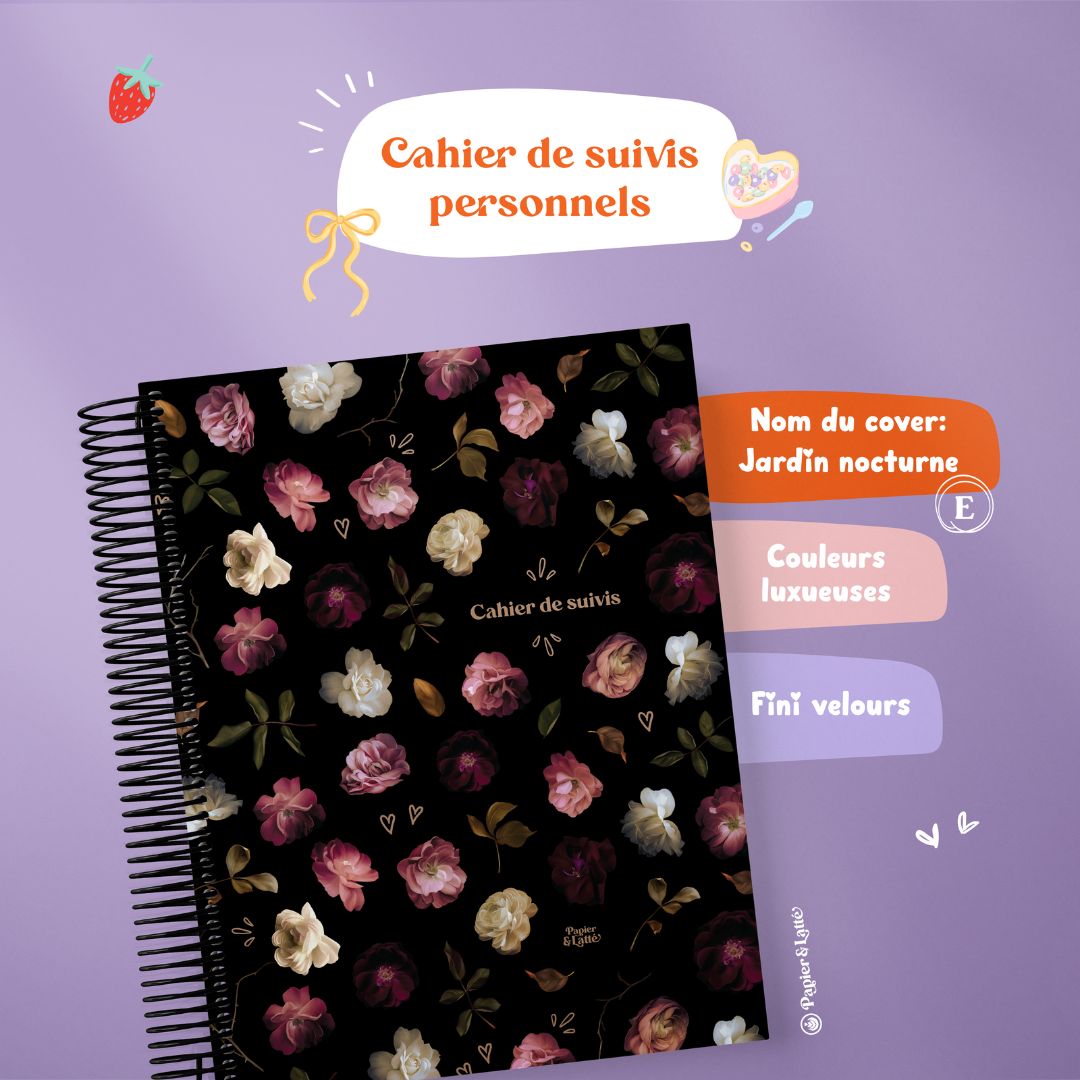 Cahier de suivis personnels - Format compact avec illustration - E -  Jardin Nocturne