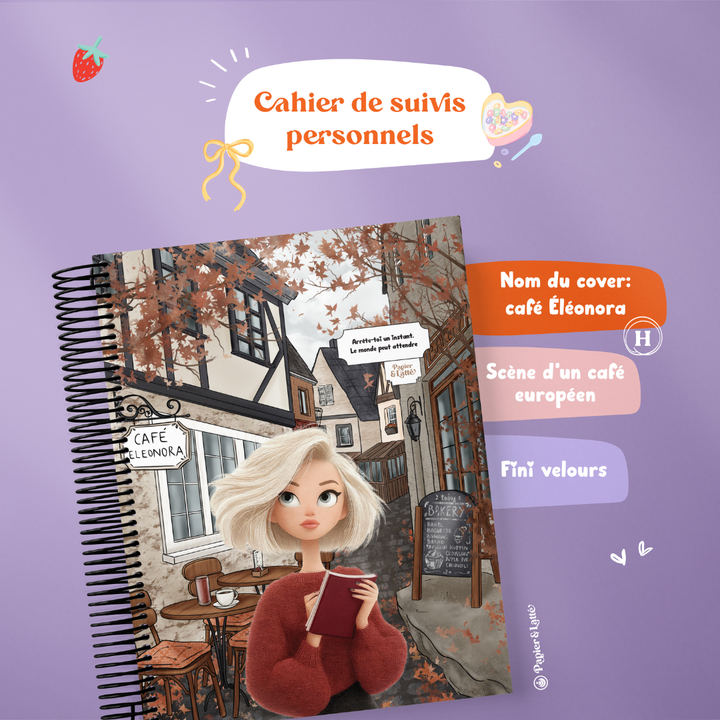 Cahier de suivis personnels - Format compact avec illustration - H - Café Eleonora