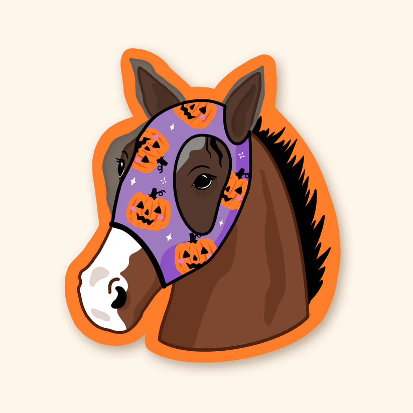 Autocollant en vinyle - Cheval Halloween Citrouille - Illustré par Fermette et Gribouillis