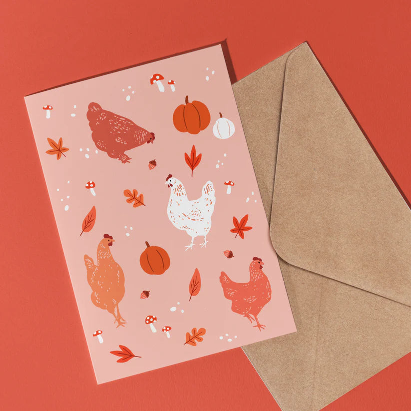Carte de souhaits - Poules d&
