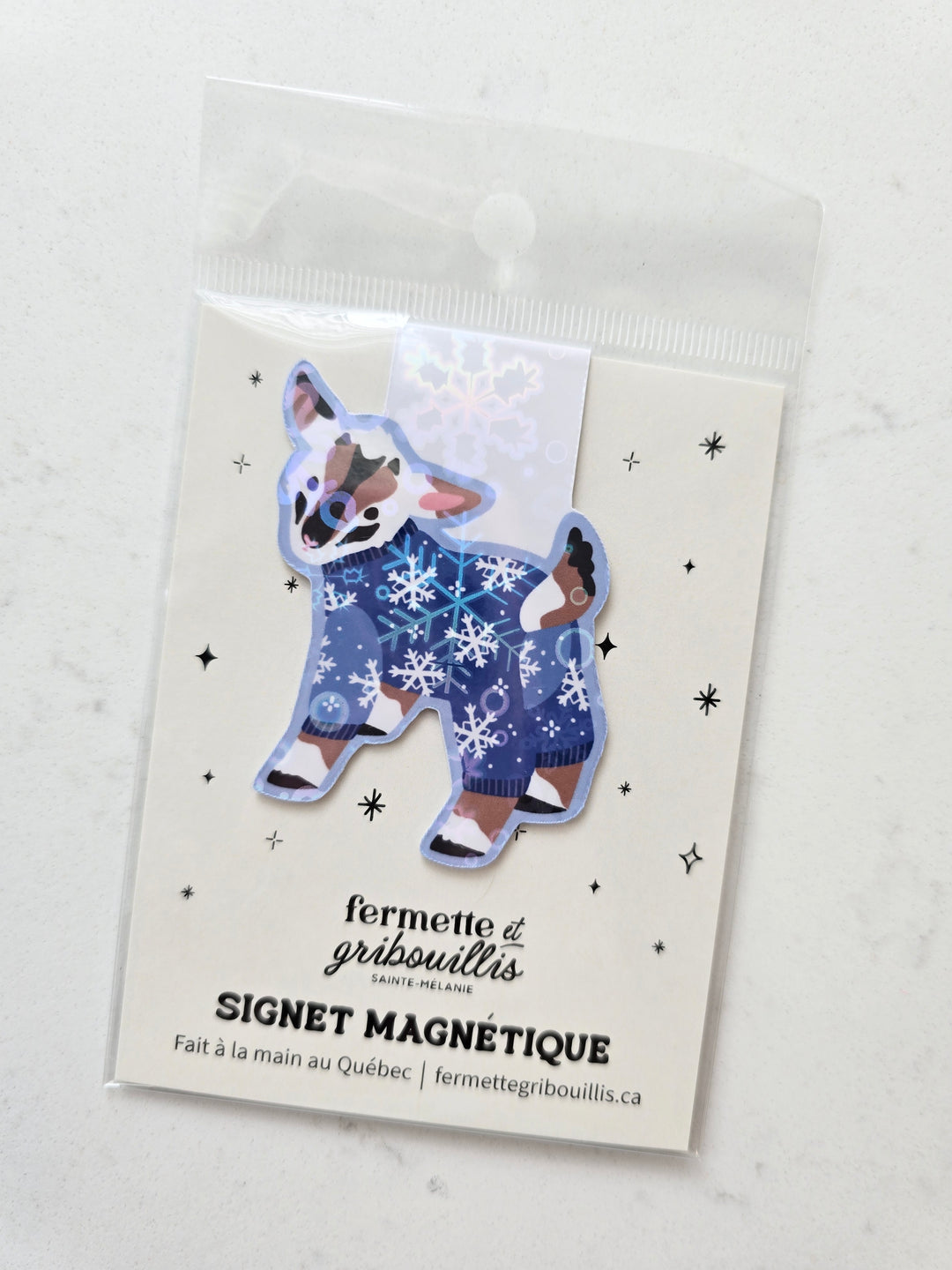 Signet magnétique - Chèvre pyjama flocons
