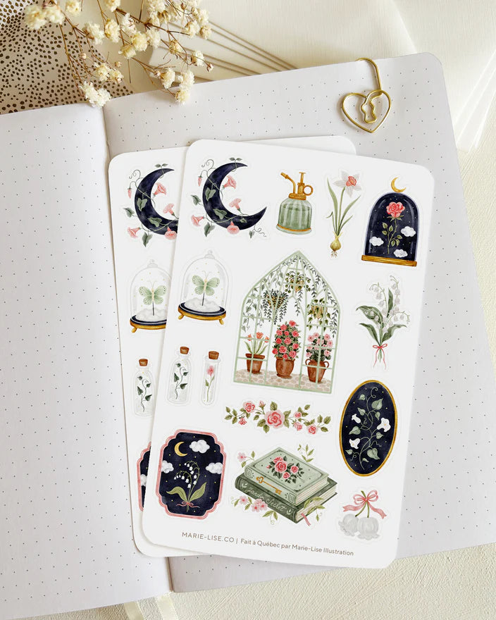 Jardin secret - Feuille d'autocollants - illustrée par Marie-Lise