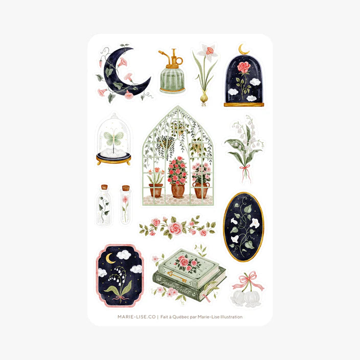 Jardin secret - Feuille d'autocollants - illustrée par Marie-Lise