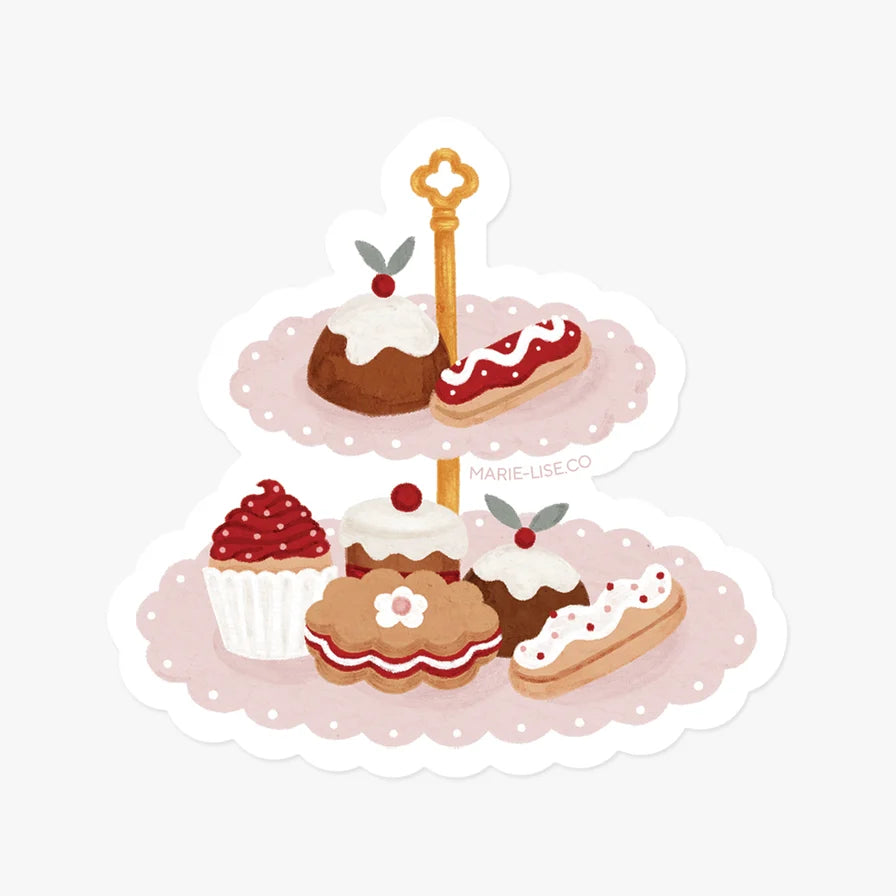 Autocollant découpé - Plateau de gâteaux - illustré par Marie-Lise
