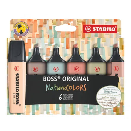 Ensemble DE 6 Surligneurs BOSS - Couleurs NATURE