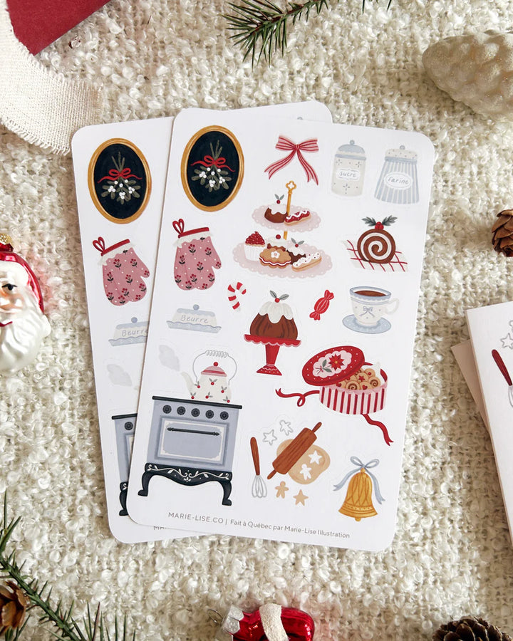Cuisine de Noël 2 - Feuille d'autocollants - illustrée par Marie-Lise