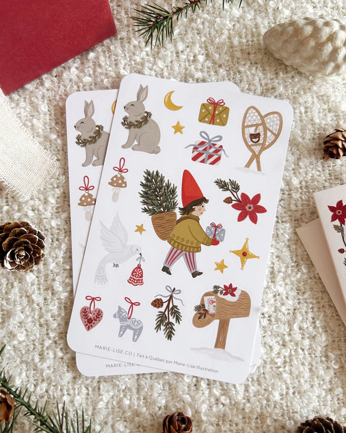 Noël scandinave - Feuille d'autocollants - illustrée par Marie-Lise