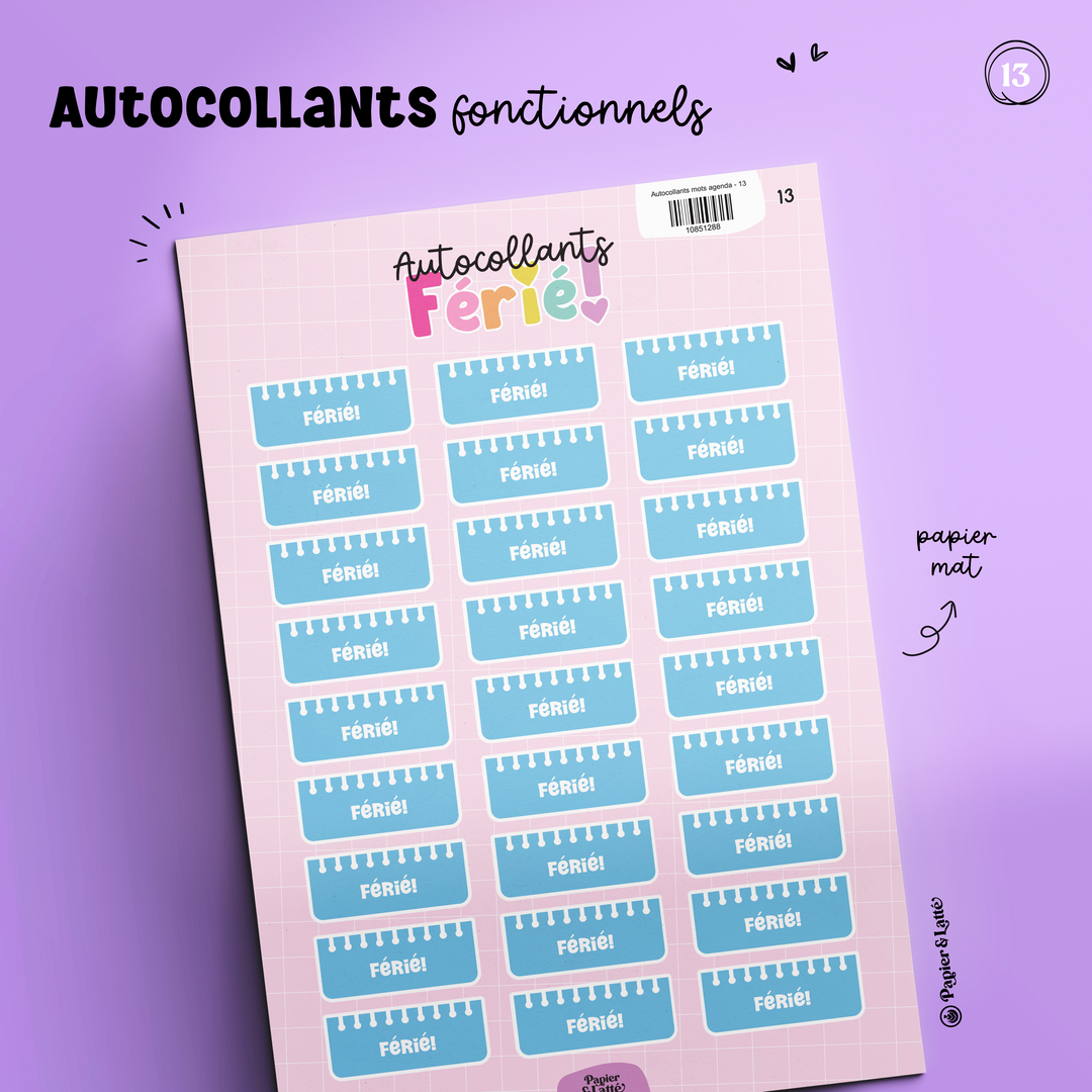 Autocollants fonctionnels - 13. Férié !