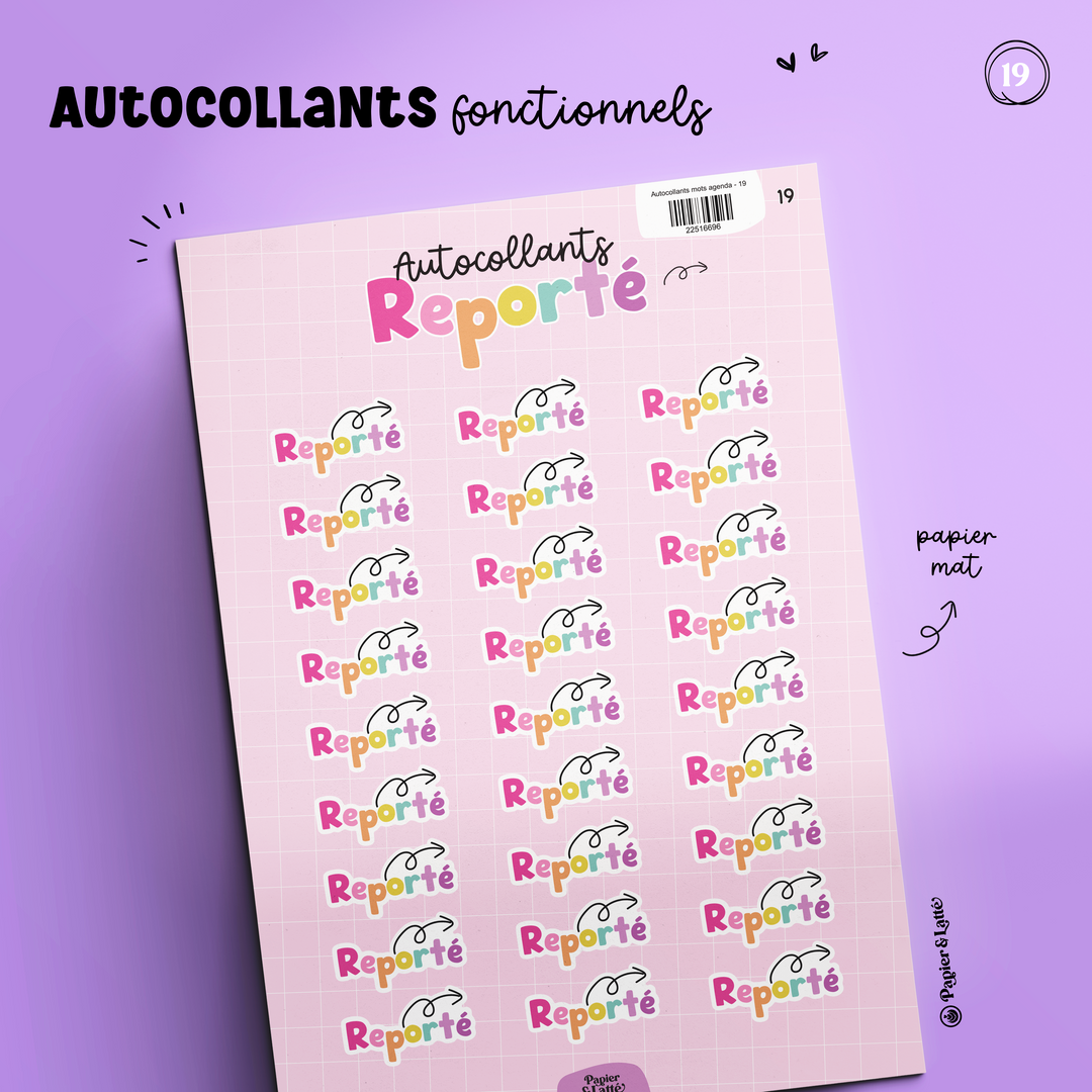 Autocollants fonctionnels - 19. Reporté