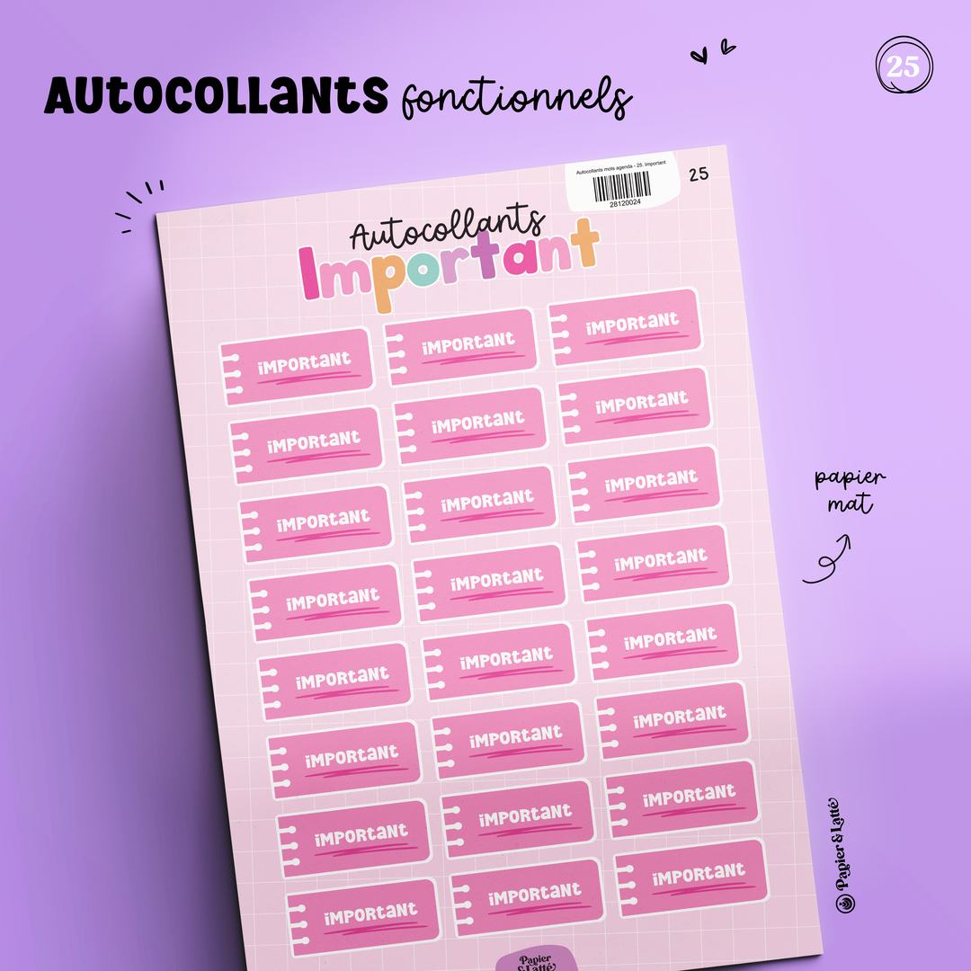 Autocollants fonctionnels - 25. Important