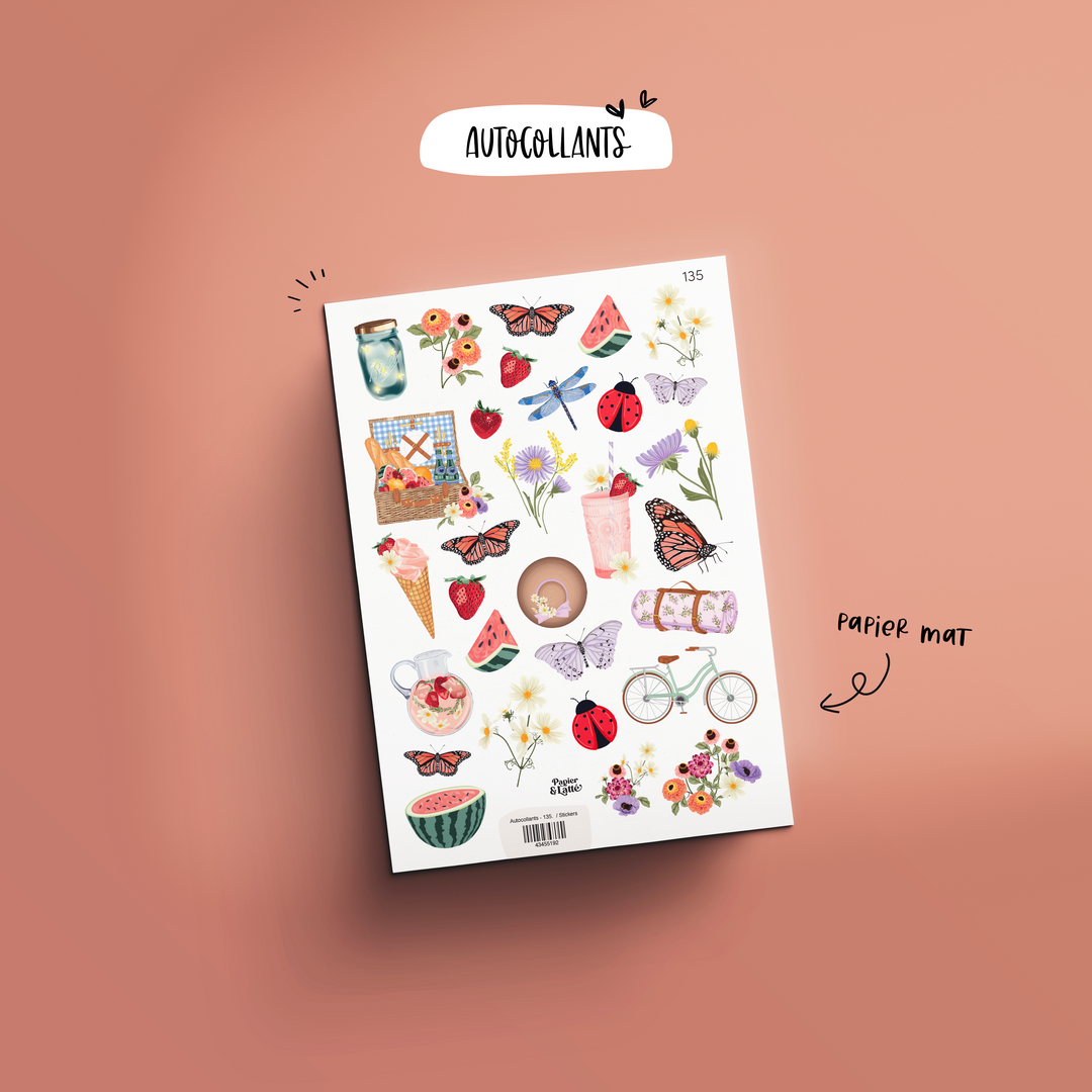 Autocollants - 135. Pique-nique fleuri / Stickers