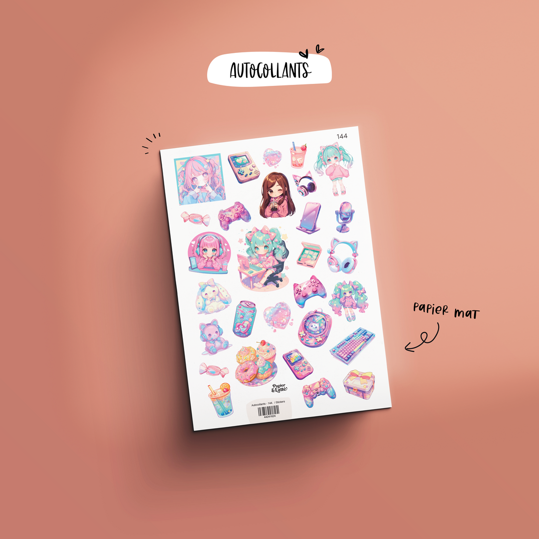 Autocollants - 144. Gameuse kawaii / Stickers