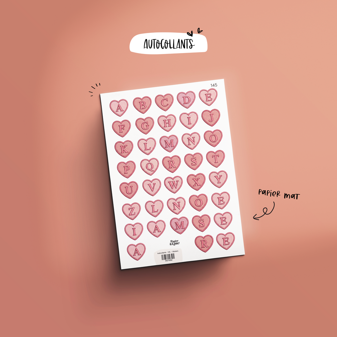 Autocollants - 145. Alphabet en cœur / Stickers