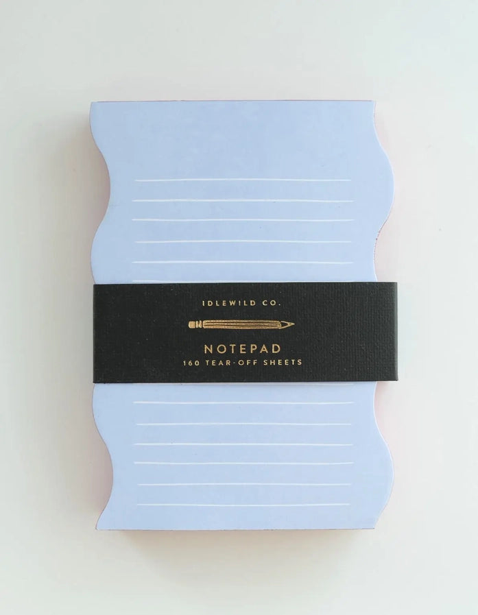 Bloc-notes à bord ondulé – Contour bleu et canneberge