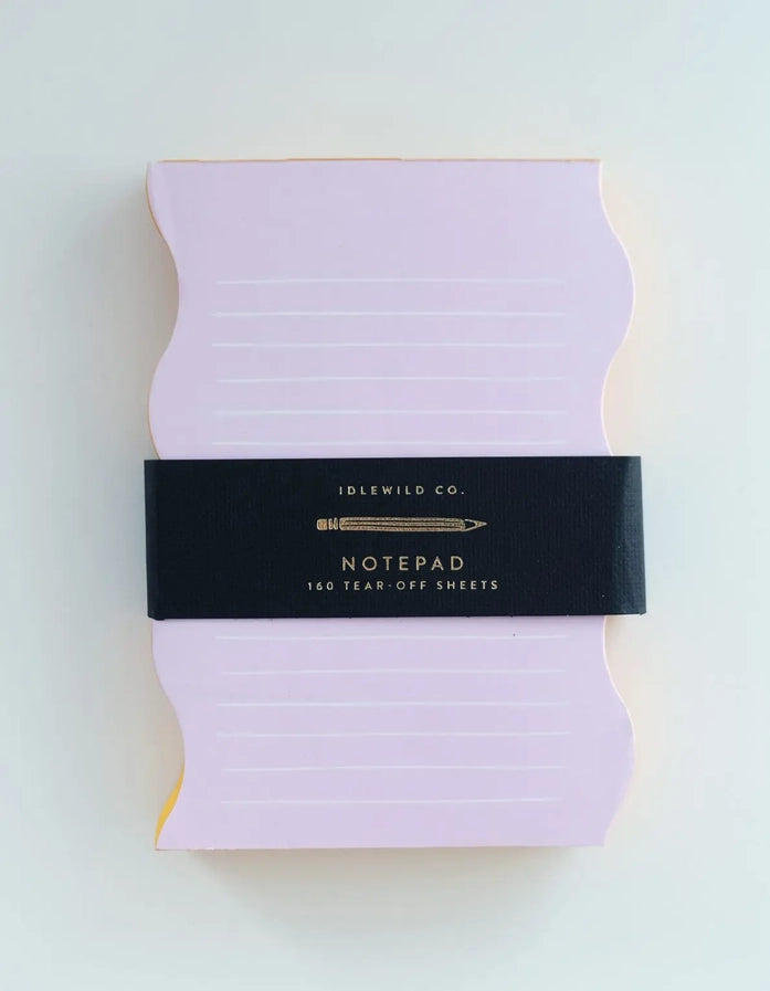 Bloc-notes à bord ondulé – Lilas et contour tangerine