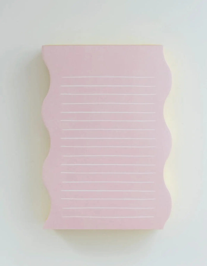 Bloc-notes à bord ondulé – Rose et contour jaune
