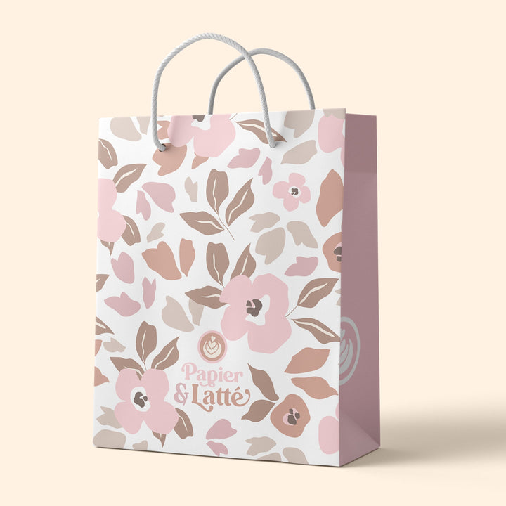 Sac Cadeau - Papier & Latté - Fleurs