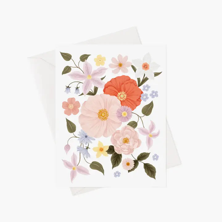 Carte de souhaits illustrée par Marie-Lise (enveloppe incluse) - Floral Pastel