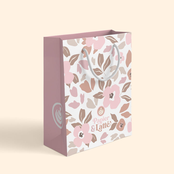 Sac Cadeau - Papier & Latté - Fleurs