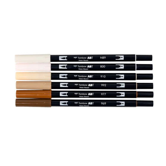 Stylo-pinceau double embout - Pause-Café - Ensemble de 6