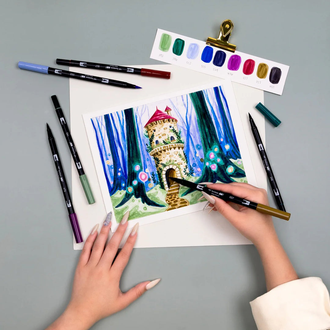 Stylo-pinceau double embout - Dragones - Ensemble de 10